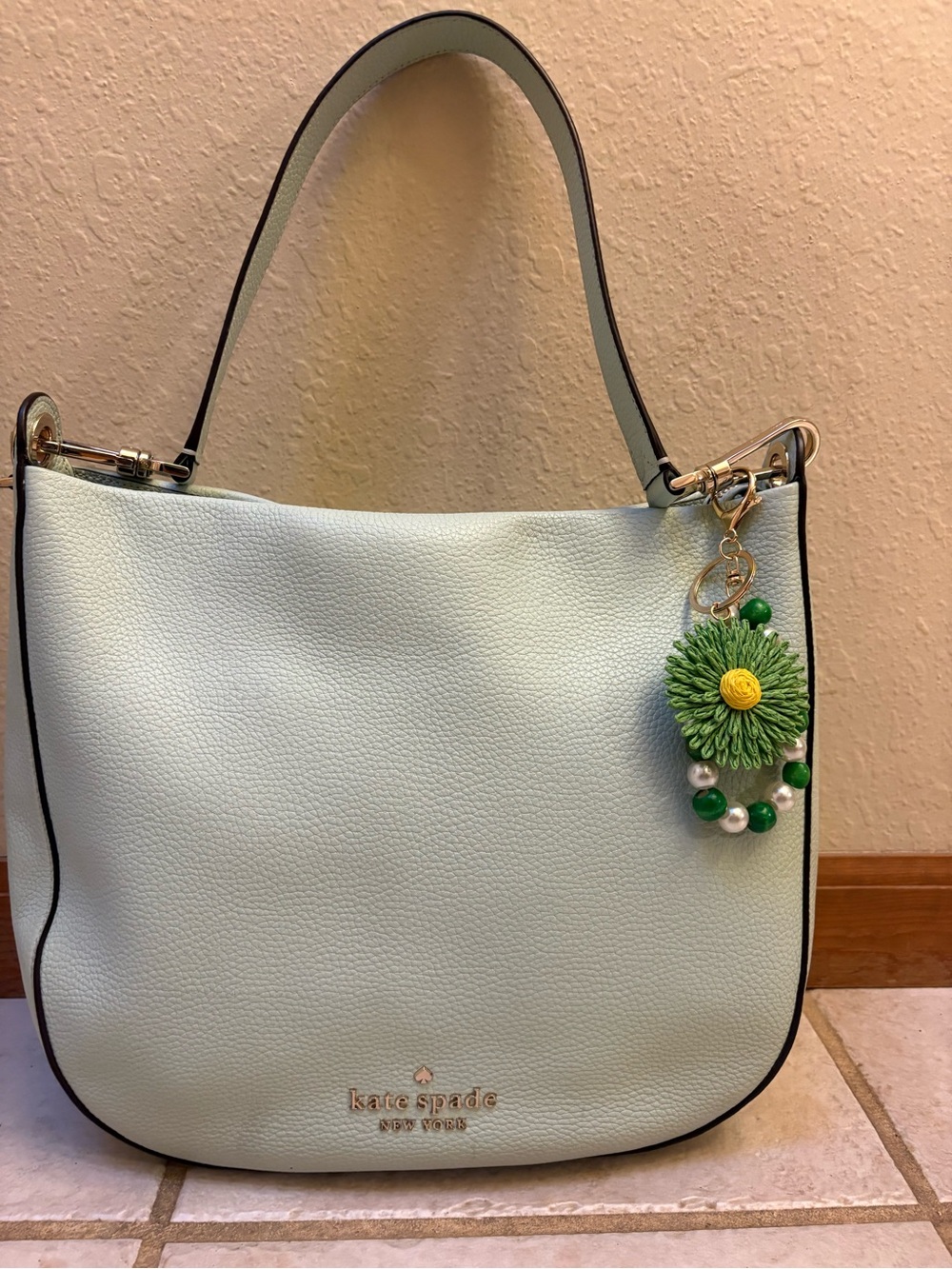 Kate Spade Lexy Pebbled Leather Shoulder Bag - Mint Green